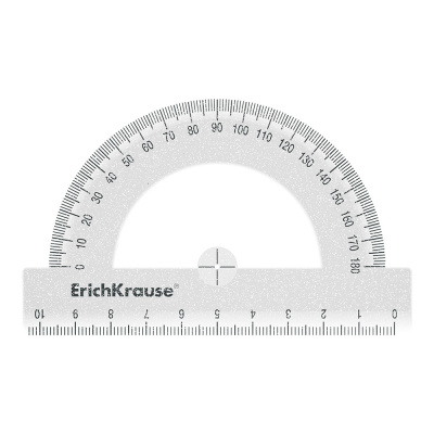 Транспортир 10 см / 180° прозрачный Erich Krause Блёстки в ассортименте - фото 3