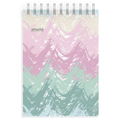 Блокнот А6 в клетку 60 л на спирали Attache Selection Pastel Волны - фото 2