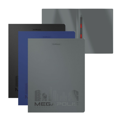 Скоросшиватель пластиковый A4 до 150 листов с пружинным механизмом Erich Krause Megapolis в ассортим - фото 1