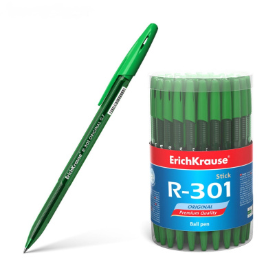 Ручка шариковая Erich Krause R-301 Stick Original 0.35 мм зеленая - фото 1