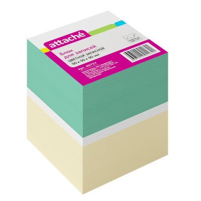 Блок для записей ATTACHE запасной 9х9х9 цветной блок 80 г - фото 1
