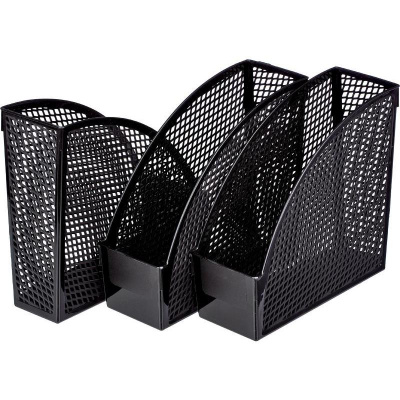 Вертикальный накопитель для бумаг 110 мм пластиковый черный Attache Эконом (уп. 3 шт) - фото 1