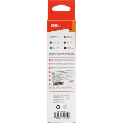 Карандаши цветные двухсторонние 6 шт 12 цветов Deli ColoRun - фото 2