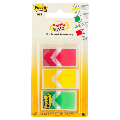 Клейкие закладки пластиковые 24х43 мм 3 цвета по 20 листов Post-it - фото 1