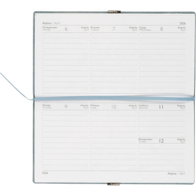 Еженедельник датированный нестандарт (175х95) искусственная кожа 64 л Escalada голубой с фикс.рез. - фото 7