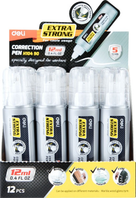 Корректирующая ручка 12 мл Deli EH10490 на быстросохнущей основе цвет корпуса серый - фото 3
