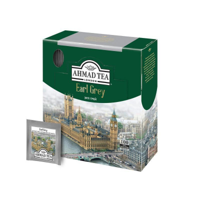 Чай черный с бергамотом 100 пакетиков Ahmad Tea Earl Grey - фото 1