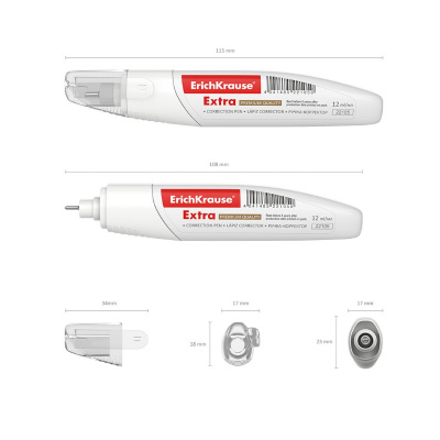 Корректирующая ручка 12 мл Erich Krause Extra на быстросохнущей основе - фото 2