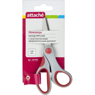 Ножницы детские 130 мм с эргономичными прорезиненными ручками Attache - фото 6