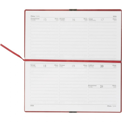 Еженедельник датированный нестандарт (175х95) искусственная кожа 64 л Escalada красный с фикс.рез. - фото 7