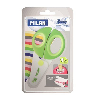 Ножницы детские 122 мм тупоконечные с пластиковыми лезвиями и эргономичными ручками Milan Funny - фото 1