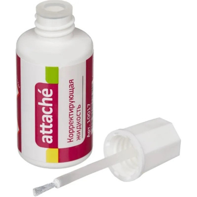 Корректирующая жидкость 20 мл Attache на быстросохнущей основе ворсовая кисточка - фото 6