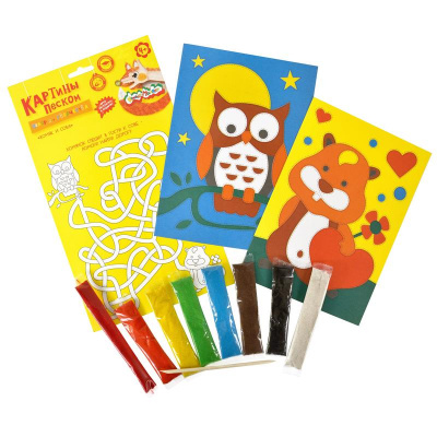 Набор для творчества картина из песка Каляка-Маляка СОВЁНОК И ХОМЯЧОК А5 4+ - фото 1