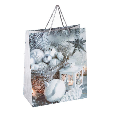 Пакет подарочный 260х127х324 мм бумажный Серебристые шары - фото 1