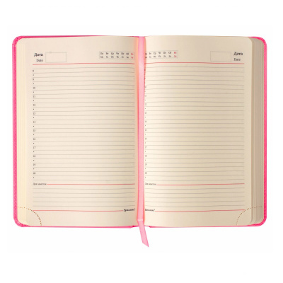 Ежедневник недатированный А5 искусственная кожа 160 л Brauberg Imperial розовый - фото 3
