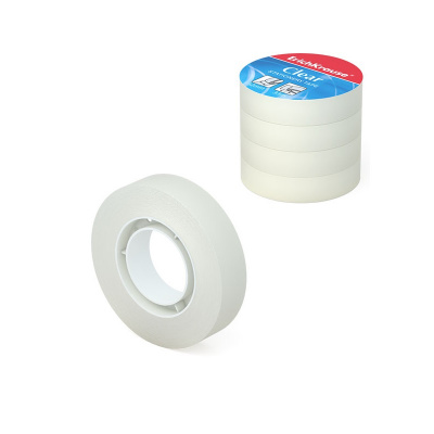 Клейкая лента канцелярская 12 мм х 33 м прозрачная Erich Krause Clear (уп. 4 шт) - фото 1