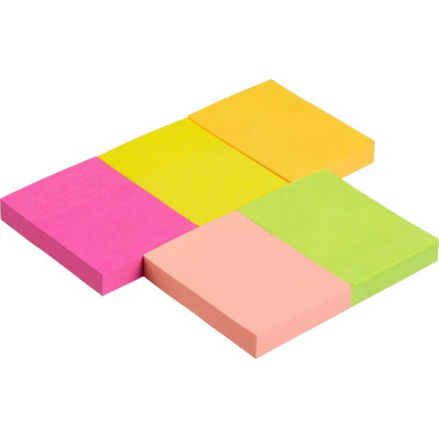 Блок-кубик с клеевым краем 38х51 мм Attache Economy неоновый 5 цвета (1 блок, 400 листов) - фото 2