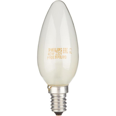 Электрическая лампа Philips свеча/матовая 40W E14  - фото 2