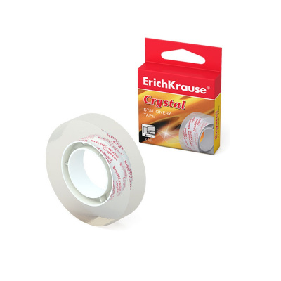 Клейкая лента канцелярская 12 мм х 33 м прозрачная Erich Krause Crystal - фото 1