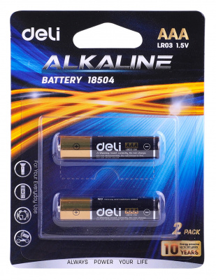 Батарейка Deli E18504 LR03 AAA 2шт/уп - фото 1