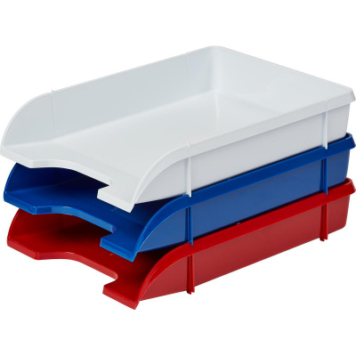 Лоток горизонтальный для бумаг Attache Триколор пластиковый (уп. 3 штуки) - фото 1