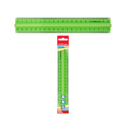 Линейка 20 см пластиковая с держателем Erich Krause Neon зеленая - фото 1