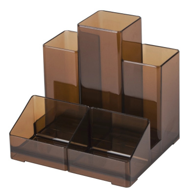 Подставка для канцелярских мелочей 5 отделений Brauberg Contract тонированная - фото 1