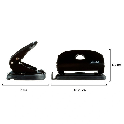 Дырокол до 10 листов Attache Power черный с линейкой - фото 2