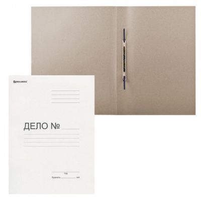 Скоросшиватель картонный мелованный A4 до 200 листов Brauberg Дело белый (плотность 440 г/м²) - фото 1