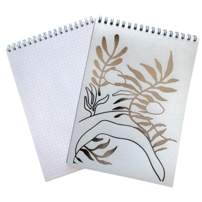 Блокнот А5 в клетку 50 л на спирали Attache Selection белый ветви - фото 2