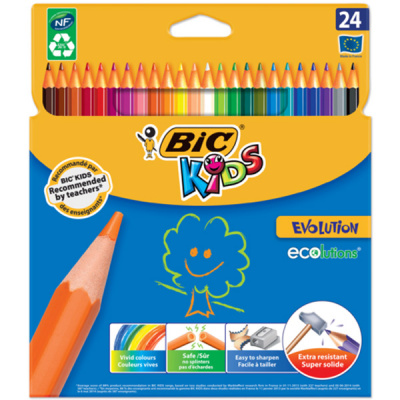 Карандаши цветные 24 цвета шестигранные BIC Evolution  - фото 1