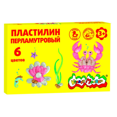 Пластилин плавающий 6 цветов с золотым Каляка-Маляка Перламутровый со стеком - фото 2