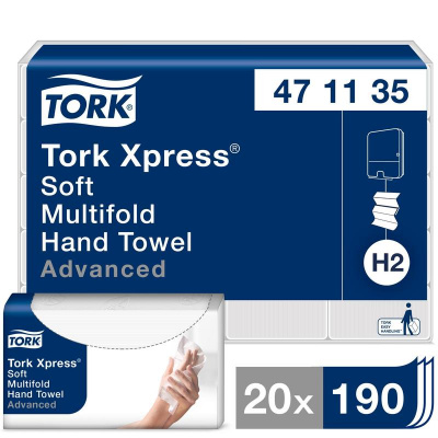 Полотенца бумажные листовые Tork Advanced Н2 двухслойные (уп.190 листов) - фото 2