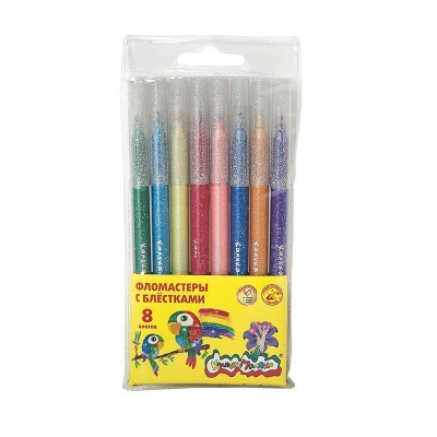 Фломастеры 8 цветов с блестками Каляка-Маляка - фото 1