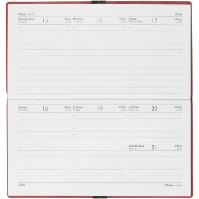 Еженедельник датированный нестандарт (175х95) искусственная кожа 64 л Escalada красный с фикс.рез. - фото 6