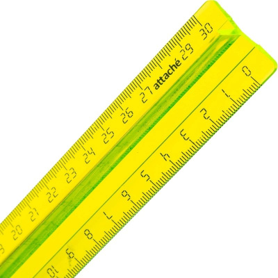 Линейка 30 см пластиковая с держателем Attache в ассортименте - фото 3