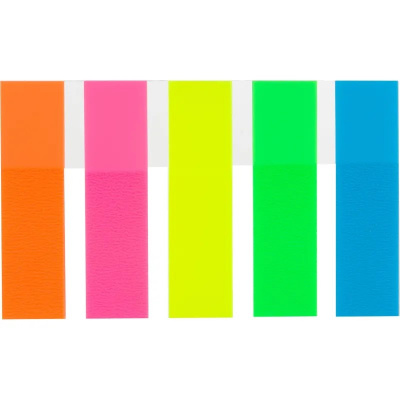 Клейкие закладки пластиковые 45х12 мм 5 цветов по 20 листов Attache - фото 2