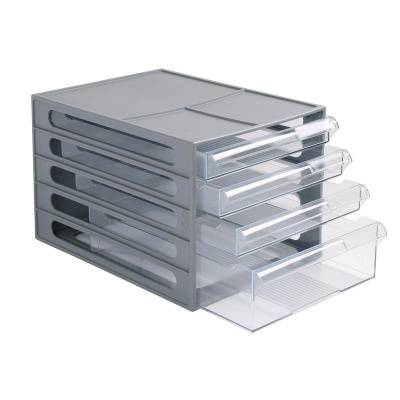 Бокс с выдвижными лотками закрытый серый/прозрачный Стамм 4 лотка - фото 2