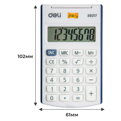 Калькулятор карманный 8 разрядный Deli E39217 синий - фото 6