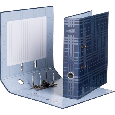 Папка-регистратор А4 75 мм синяя, Attache Scottish clas, ламинир. картон, без металлич. уголка - фото 1