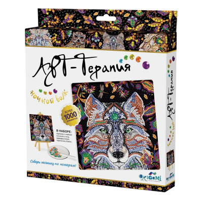 Алмазная мозаика Арт-Терапия Ночной волк более 1000 элементов 20х20 см ORIGAMI - фото 1