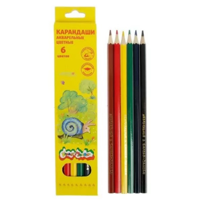 Карандаши акварельные 6 цветов шестигранные Каляка-Маляка - фото 1