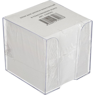 Блок-кубик для записей 90х90х90 мм белый в пластиковом боксе - фото 1