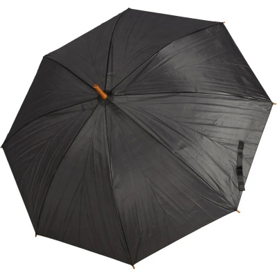 Зонт-трость полуавтоматический черный с пластиковой ручкой - фото 4