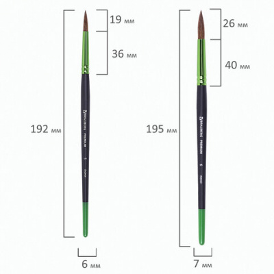 Набор кистей (круглые пони - 5 шт., синтетика - 3 шт., плоские щетина - 2 шт.)  BRAUBERG PREMIUM - фото 3