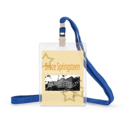 Бейдж вертикальный 87х120 мм Attache с зажимом и синей тесьмой - фото 1