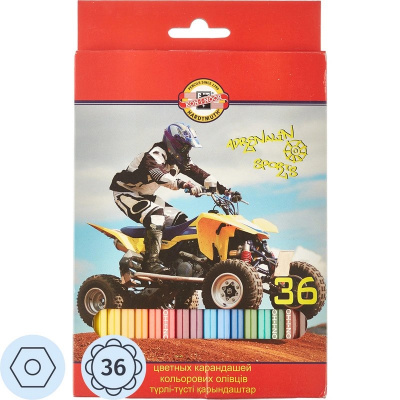 Карандаши цветные 36 цветов шестигранные Koh-I-Noor Sport - фото 1