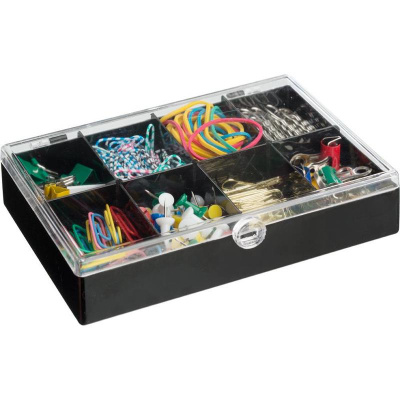 Набор канцелярский Attache Selection 8 отделений (канцелярские скрепки, кнопки, банковская резинка,  - фото 1