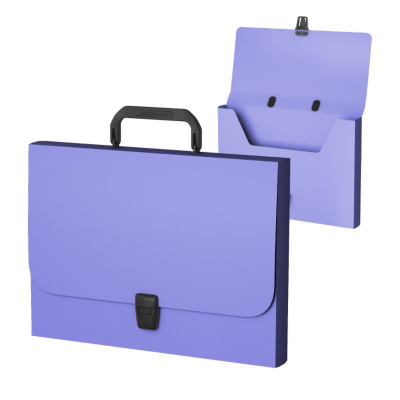 Папка-портфель пластиковая 372х252 мм на защелке Erich Krause Matt Pastel FC фиолетовая - фото 1