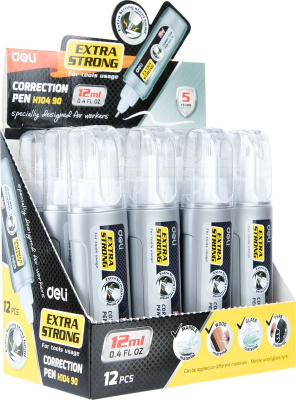 Корректирующая ручка 12 мл Deli EH10490 на быстросохнущей основе цвет корпуса серый - фото 4